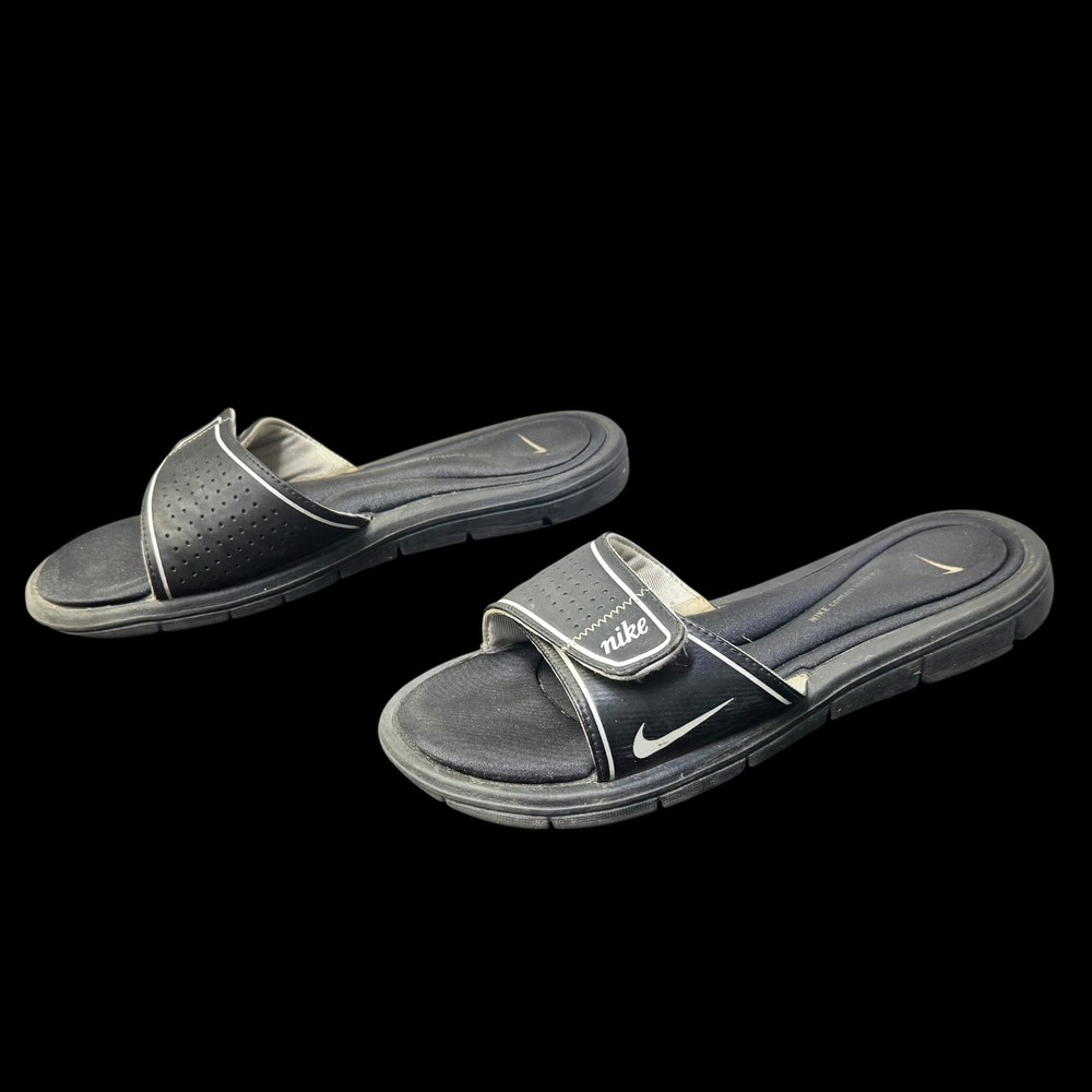 Nike Comfort Footbed Slides Black White Adjustable Strap Sandals Womens 9 315332